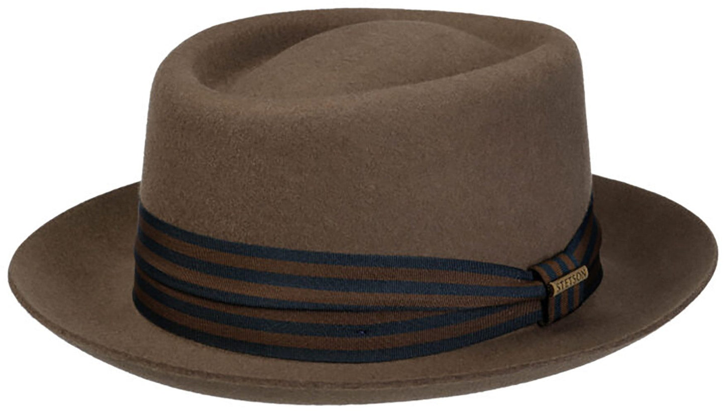 Stetson Woolfelt Pork Pie -  Aus 100% Wolle - Futter aus Baumwolle - Oliv
