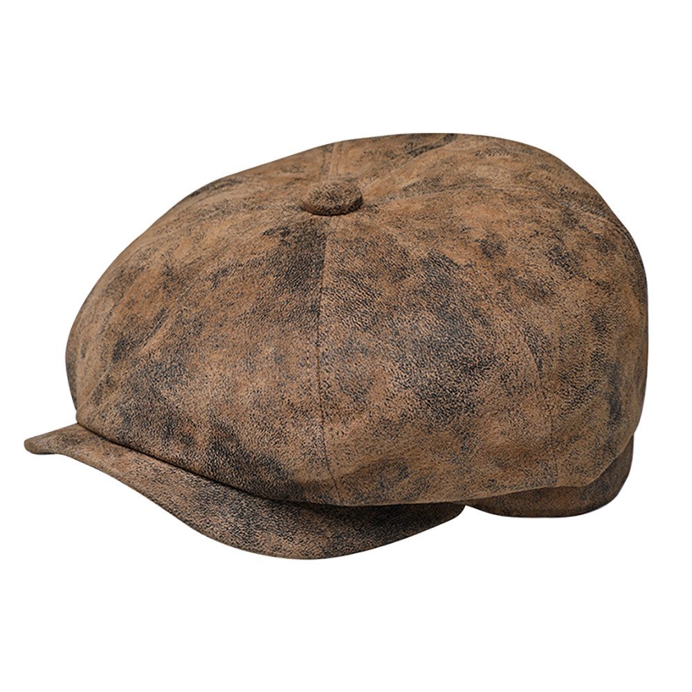 Fiebig 8-Panel Leder Ballonmütze - Pigskin - Braun