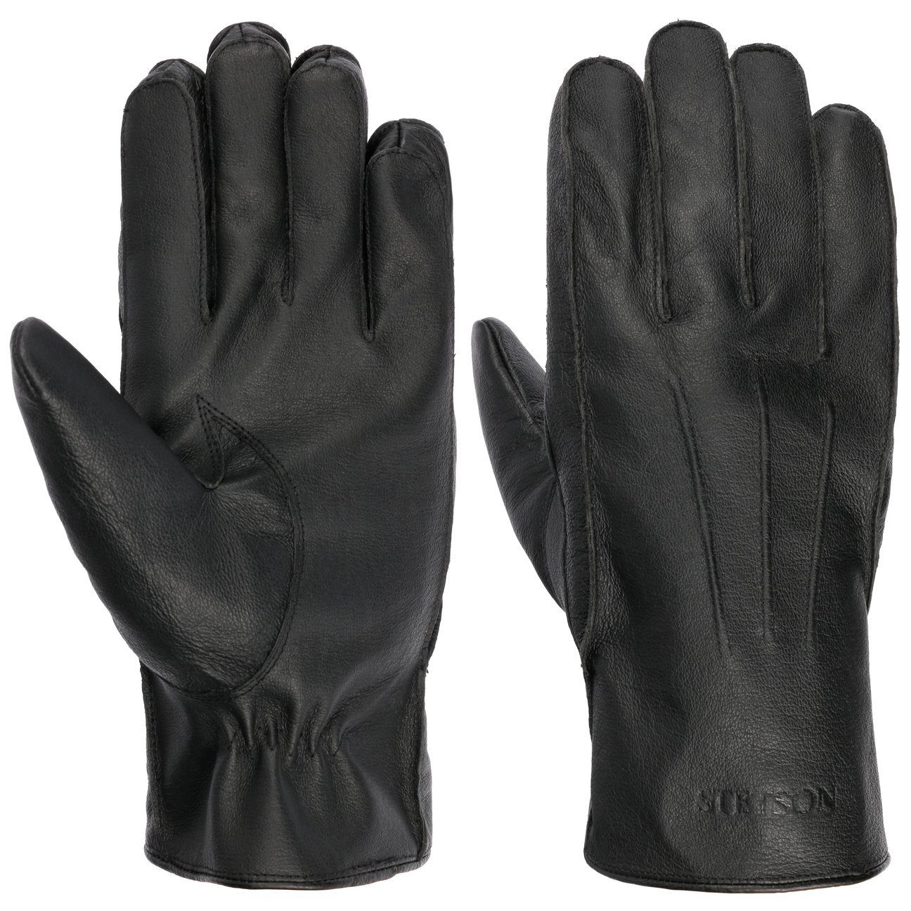 Stetson Leder-Handschuhe mit Futter - Schweinsleder - Schwarz