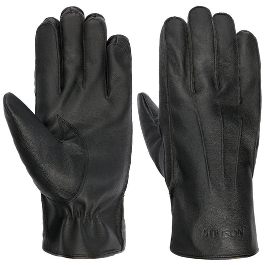 Stetson Leder-Handschuhe mit Futter - Schweinsleder - Schwarz