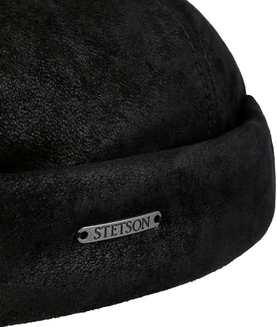 Stetson Classic Dockermütze Leder - Dockermütze aus Leder - Pigskin - Schwarz