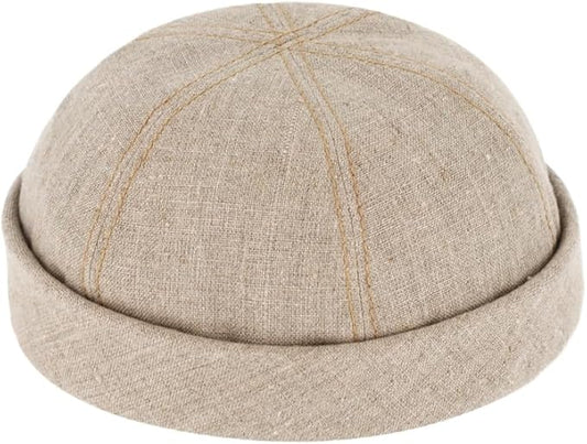Fiebig Docker Leinen Beanie - mit Umschlag - Beige