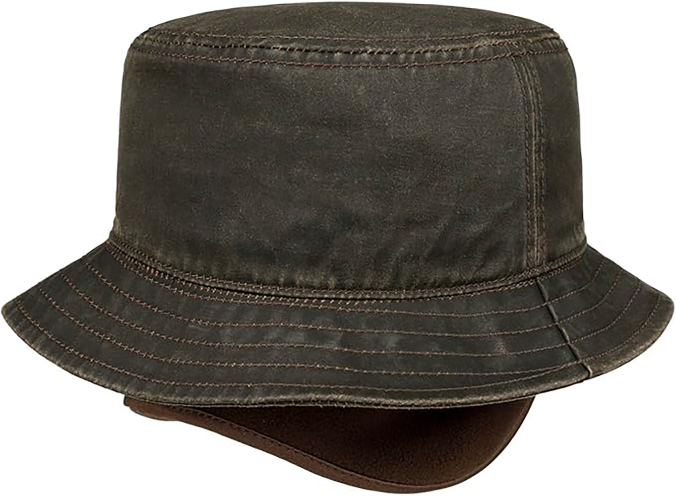 Stetson Vintage Bucket mit Ohrenklappen - Old Cotton Anglerhut - Braun