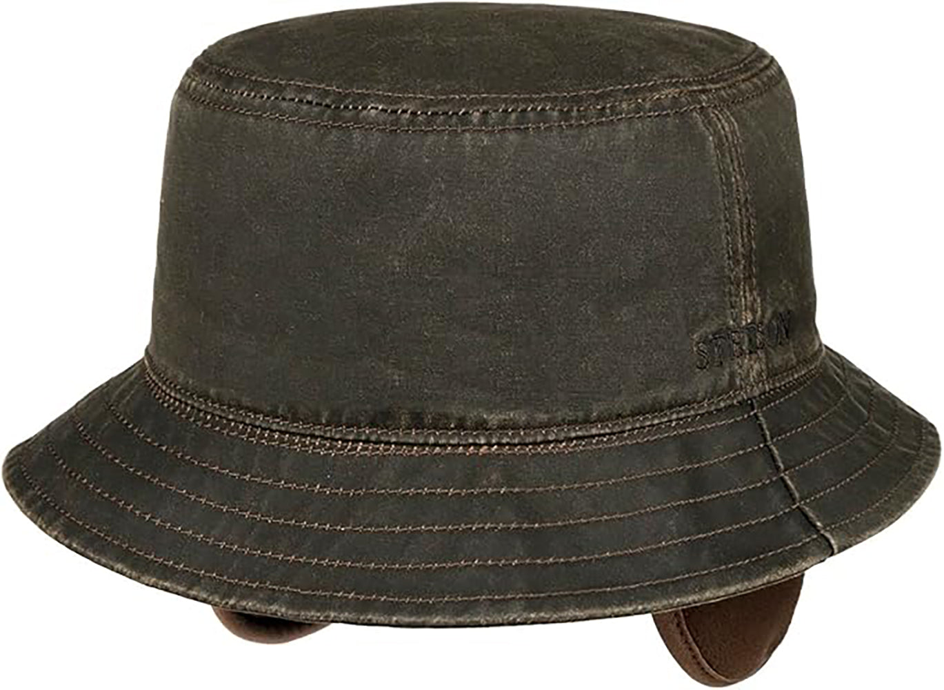 Stetson Vintage Bucket mit Ohrenklappen - Old Cotton Anglerhut - Braun