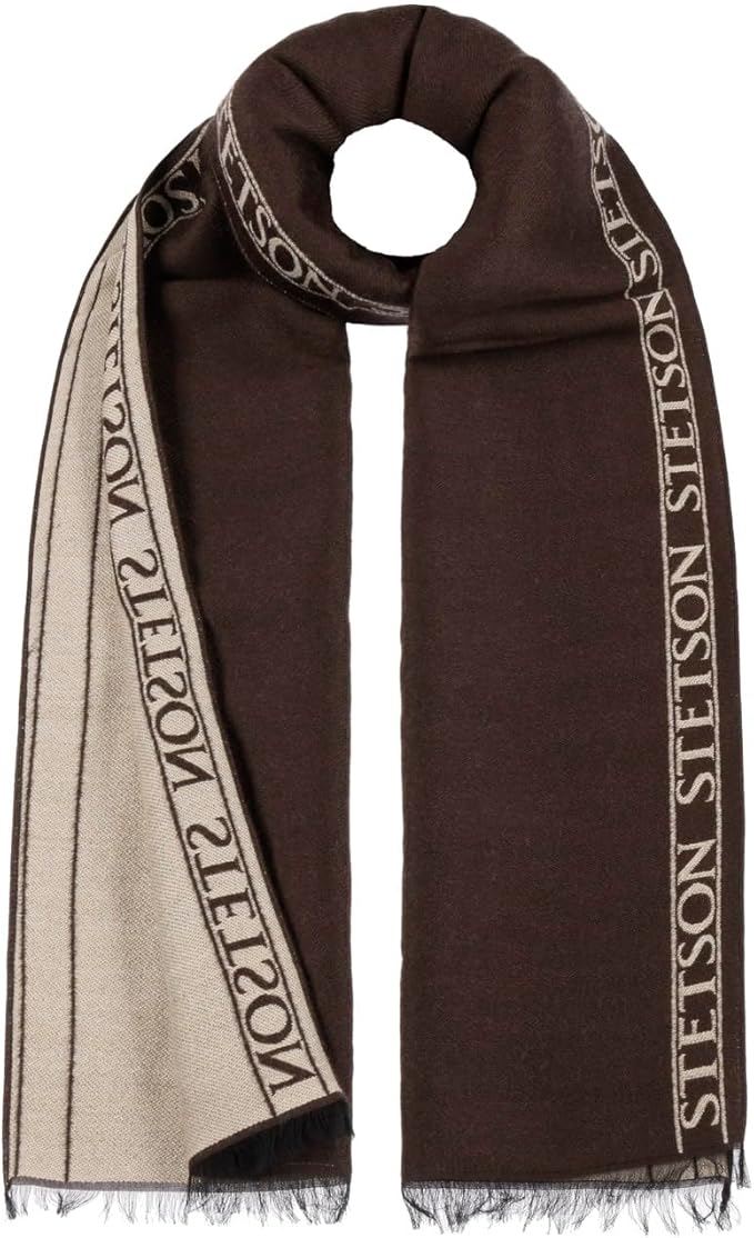 Stetson Logomania Schal aus Wolle - Zweifarbig - Braun - Made in Italy