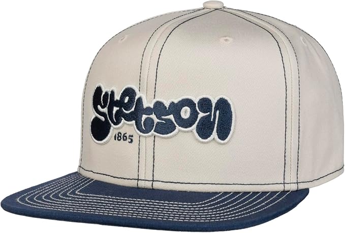 Stetson Flat Brim Tag Cap - 100% Baumwolle - Grau Blau