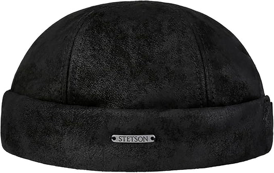 Stetson Classic Dockermütze Leder - Dockermütze aus Leder - Pigskin - Schwarz