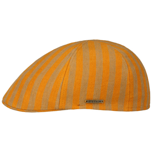 Stetson Bold Leinen Stripe - Flatcap - Orange Gestreift