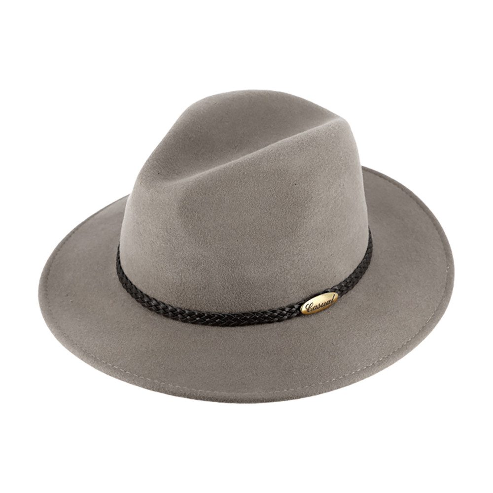 Fiebig Casual Traveller Wollfilzhut -  Knautschbar - Wasserabweisend - Made in Italy - Hellgrau