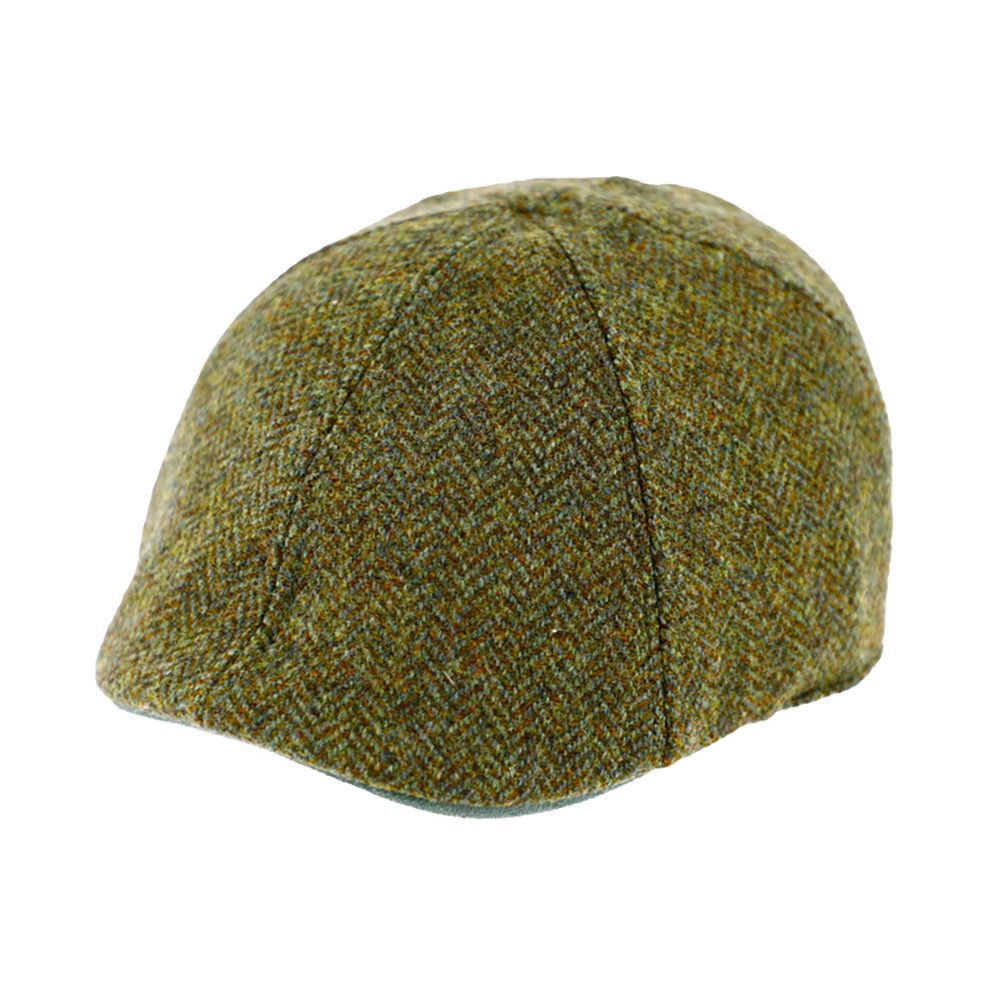 Fiebig 6-Panel Flatcap -  Gatsby - Fischgrat-Muster - Oliv