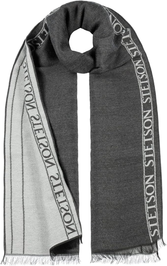 Stetson Logomania Schal aus Wolle - Zweifarbig - Grau - Made in Italy