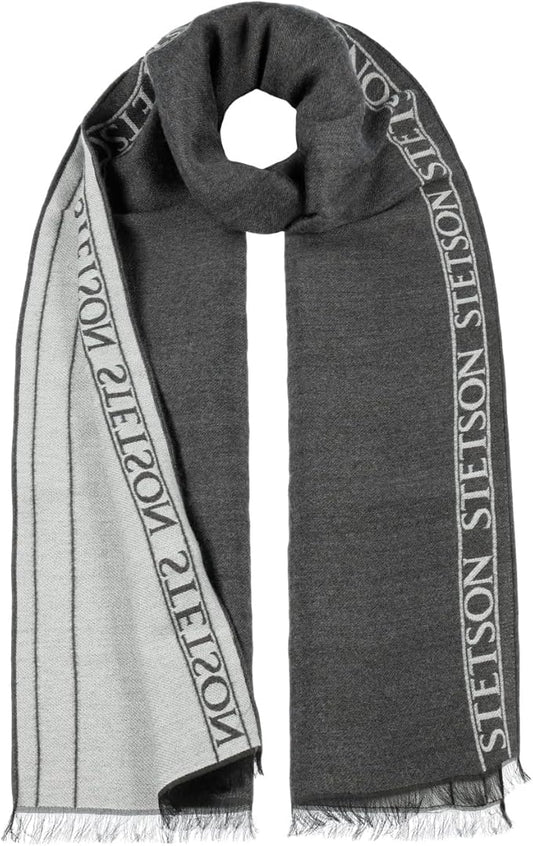 Stetson Logomania Schal aus Wolle - Zweifarbig - Grau - Made in Italy