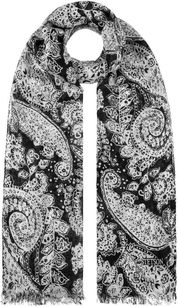 Stetson Paisley Schal aus Wolle - Schwarz/Beige