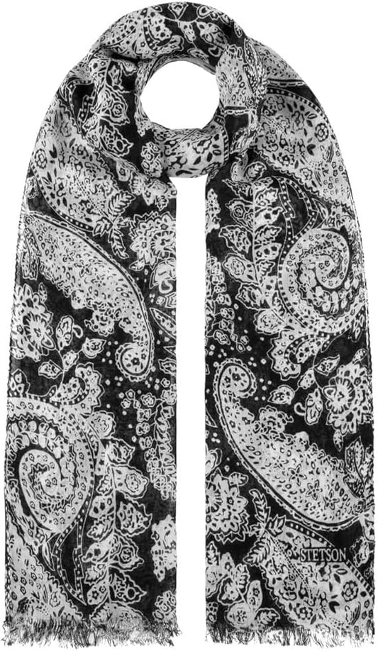 Stetson Paisley Schal aus Wolle - Schwarz/Beige