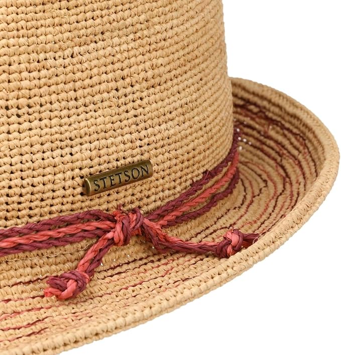 Stetson Mivella Raffia Crochet Player / Trilby - Strohut - Naturfarben - mit Garniturband