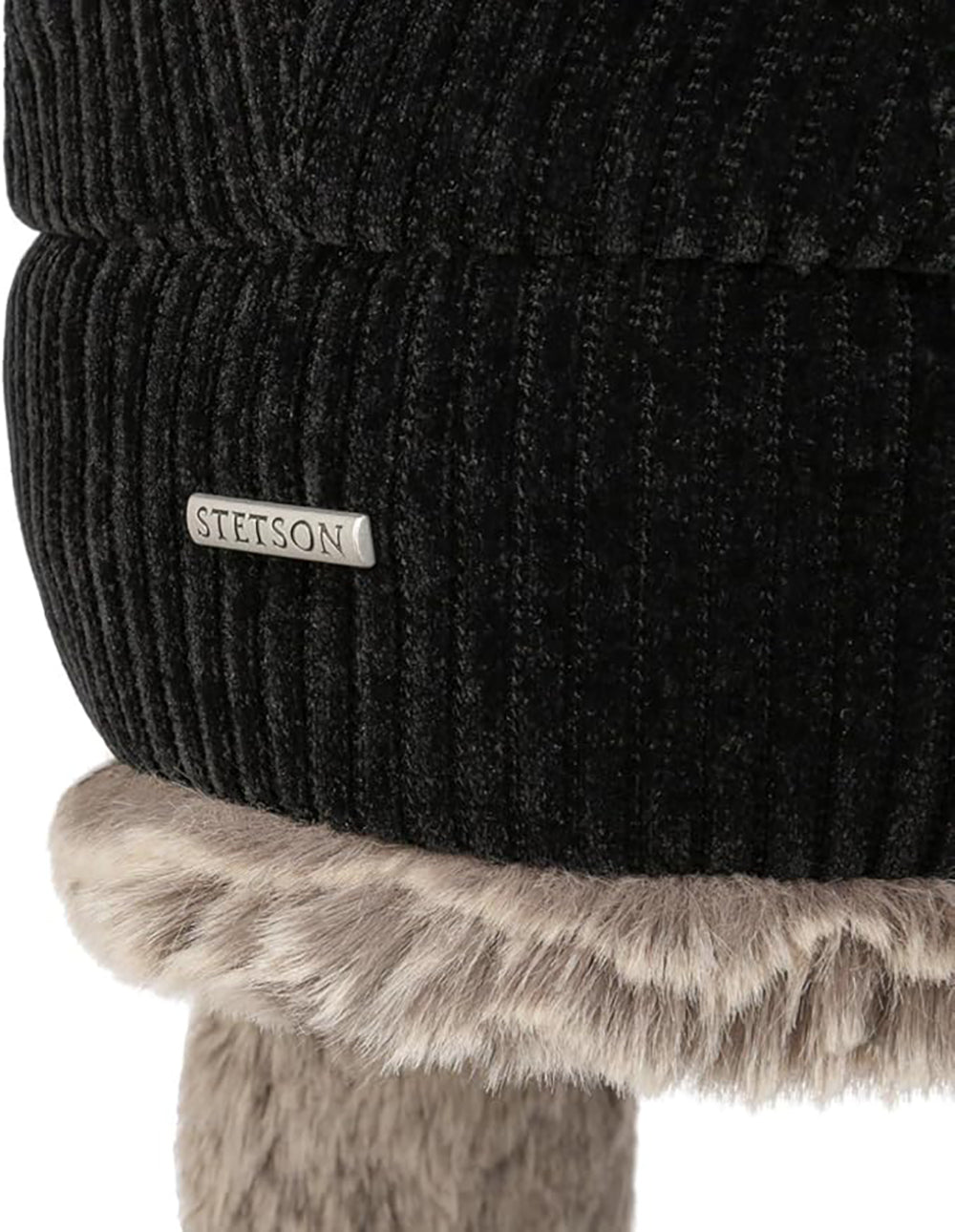 Stetson Bomber Flieger-Mütze Cap Jersey Corduroy - Schwarz