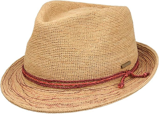 Stetson Mivella Raffia Crochet Player / Trilby - Strohut - Naturfarben - mit Garniturband