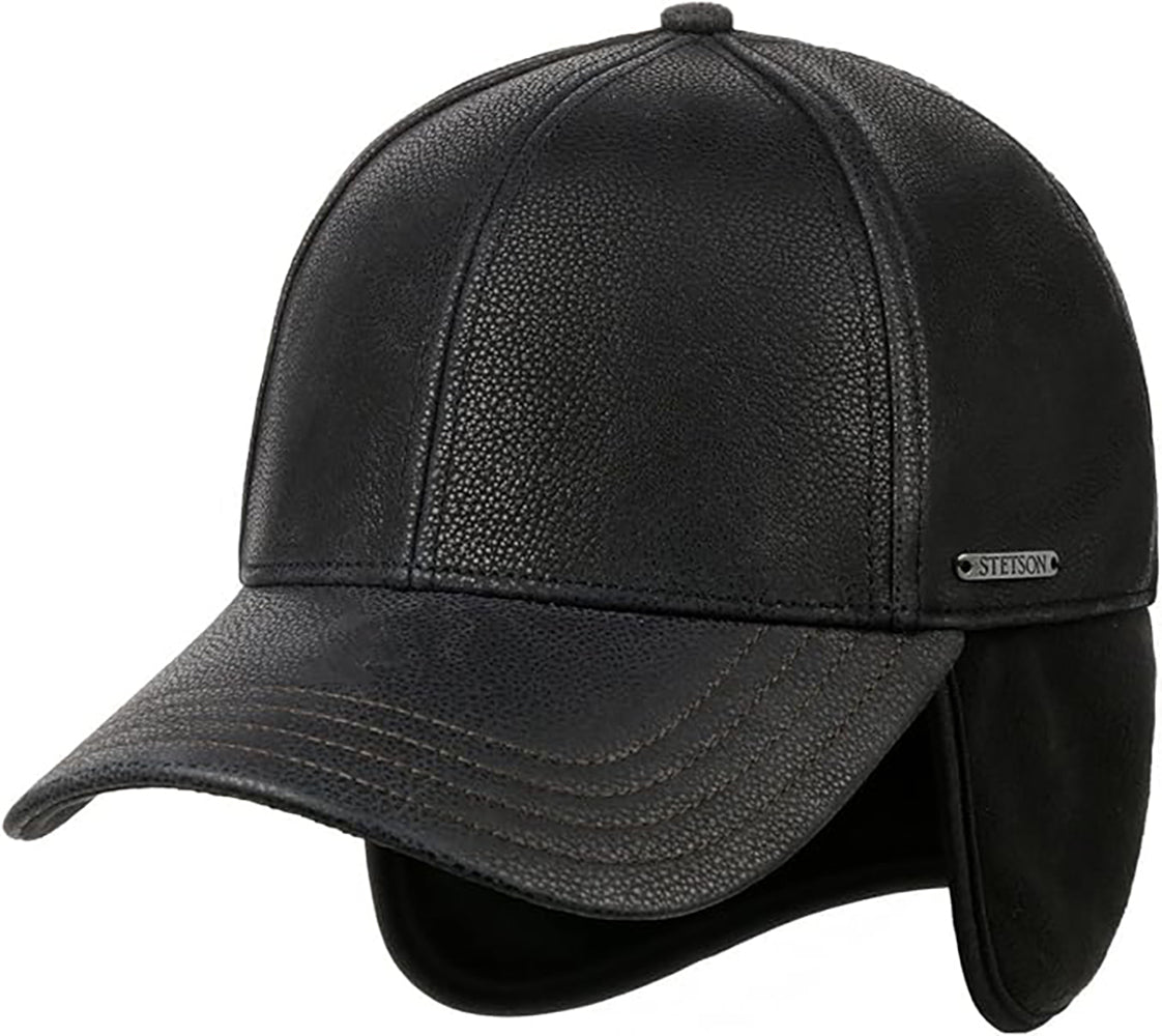 Stetson Chevrette Cowhide Basecap - mit Ohrenklappen - Schwarz