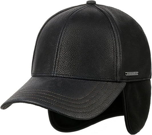 Stetson Chevrette Cowhide Basecap - mit Ohrenklappen - Schwarz