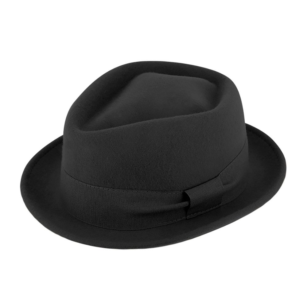 Fiebig Diamond Pork Pie -  Knautschbar - Wasserabweisend - Made in Italy - Schwarz