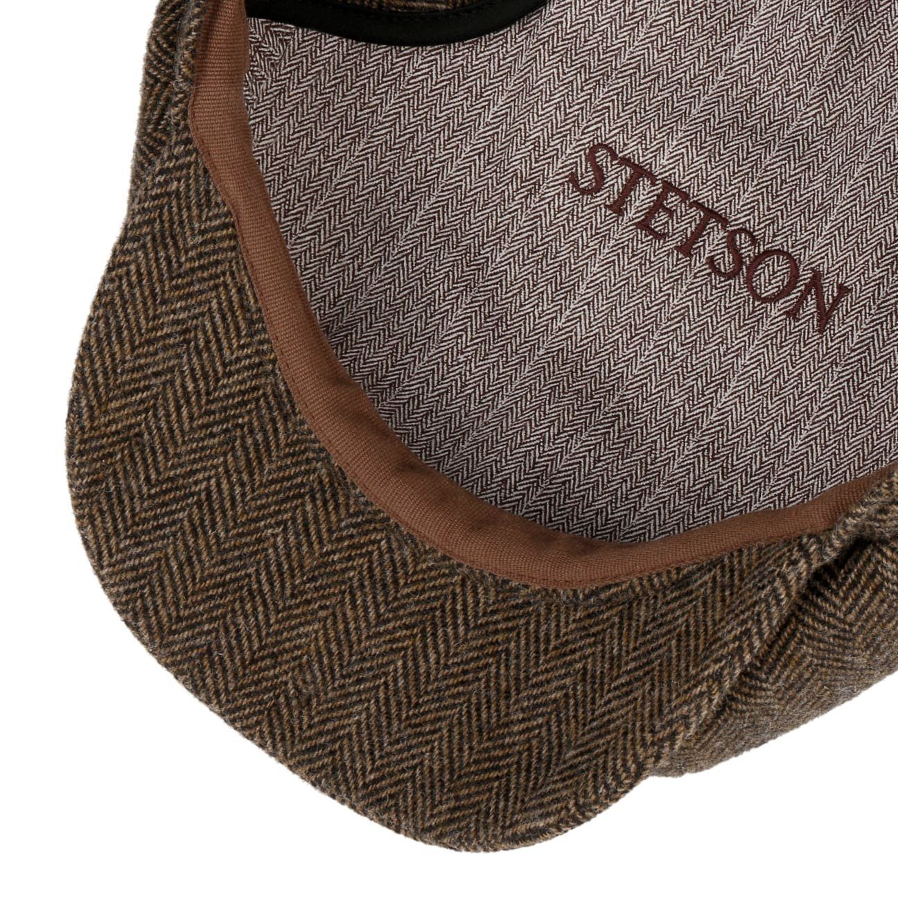 Stetson Hatteras Woolrich Earflaps - Fischgrat - Schirmmütze aus 100% Wolle - mit Ohrenklappen - 367 - Hellbraun