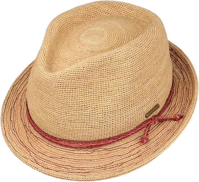 Stetson Mivella Raffia Crochet Player / Trilby - Strohut - Naturfarben - mit Garniturband