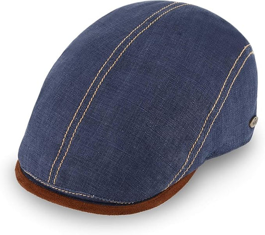 Fiebig Flatcap Brighton Leinen - Jeansblau