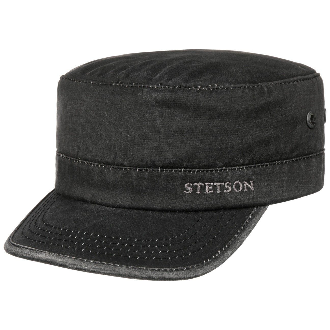 Stetson Army Cap Datto Vintage Winter - aus Baumwolle/Polyester (Distressed Material) - 1 - Schwarz