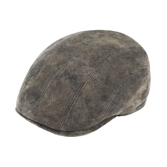 Fiebig Leder Flatcap - Schiebermütze - Pigskin - Taupe