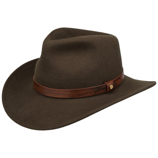 Stetson Oklahoma Western Woolfelt Traveller - Wollfilzhut - Knautschbar / Wasserfest - Dunkeloliv
