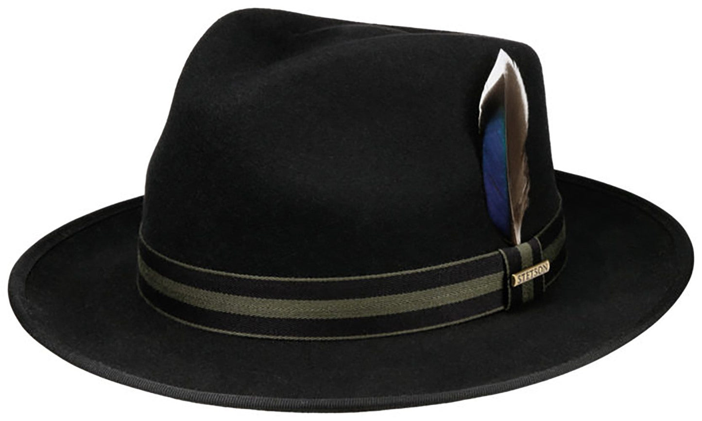 Stetson Adelaide Woolfelt Fedora - Wollfilzhut - Knautschbar / Wasserfest - Schwarz