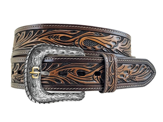 Stetson Tooled Leather Belt - Braun