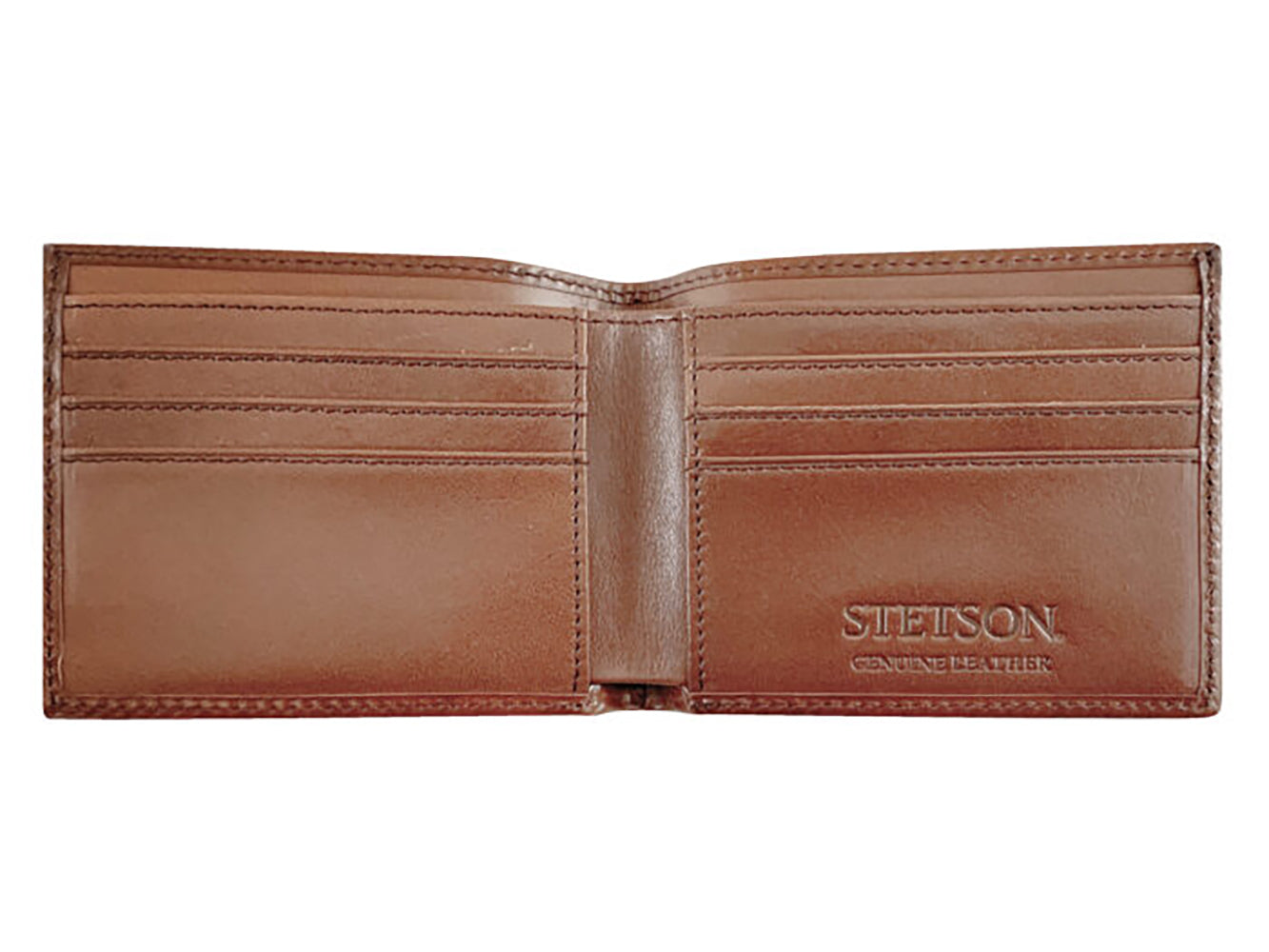 Stetson Tooled Leather Bi-Fold Wallet - Braun