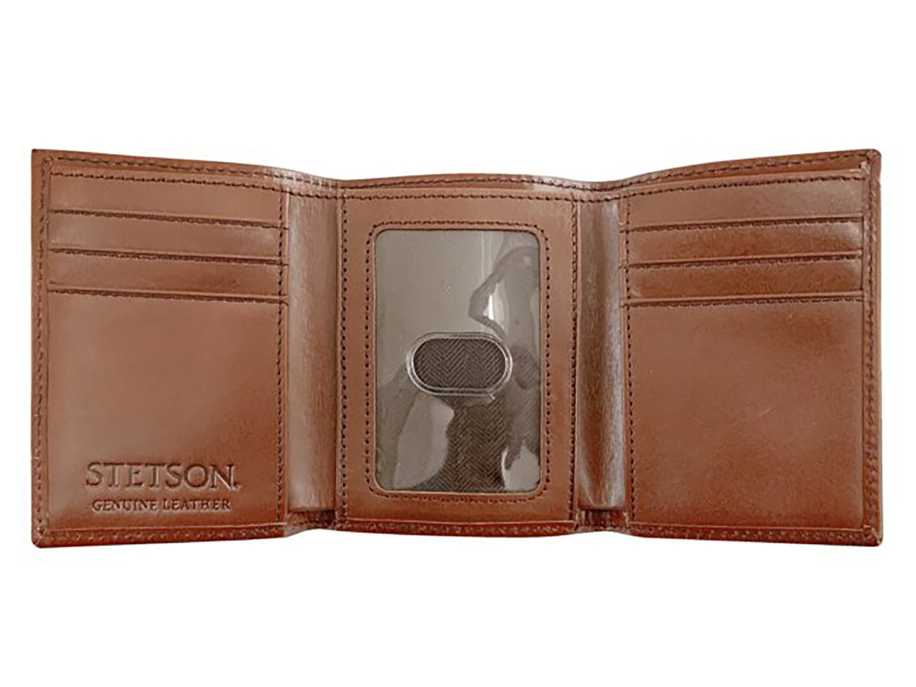 Stetson Tooled Leather Tri-Fold Wallet - Braun