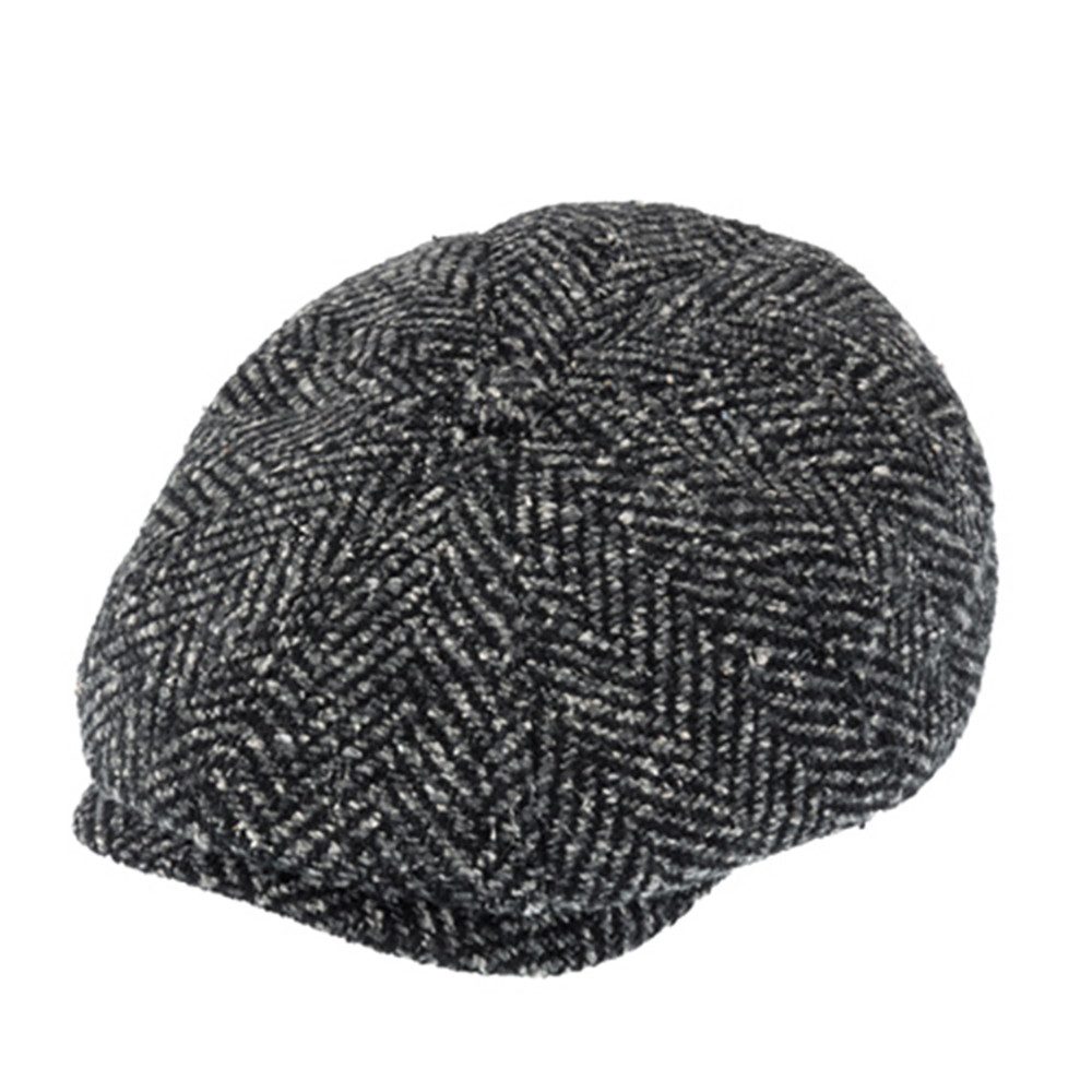 Fiebig 8-Panel Wool Herringbone Ballonmütze - Fischgrat-Muster - Anthrazit