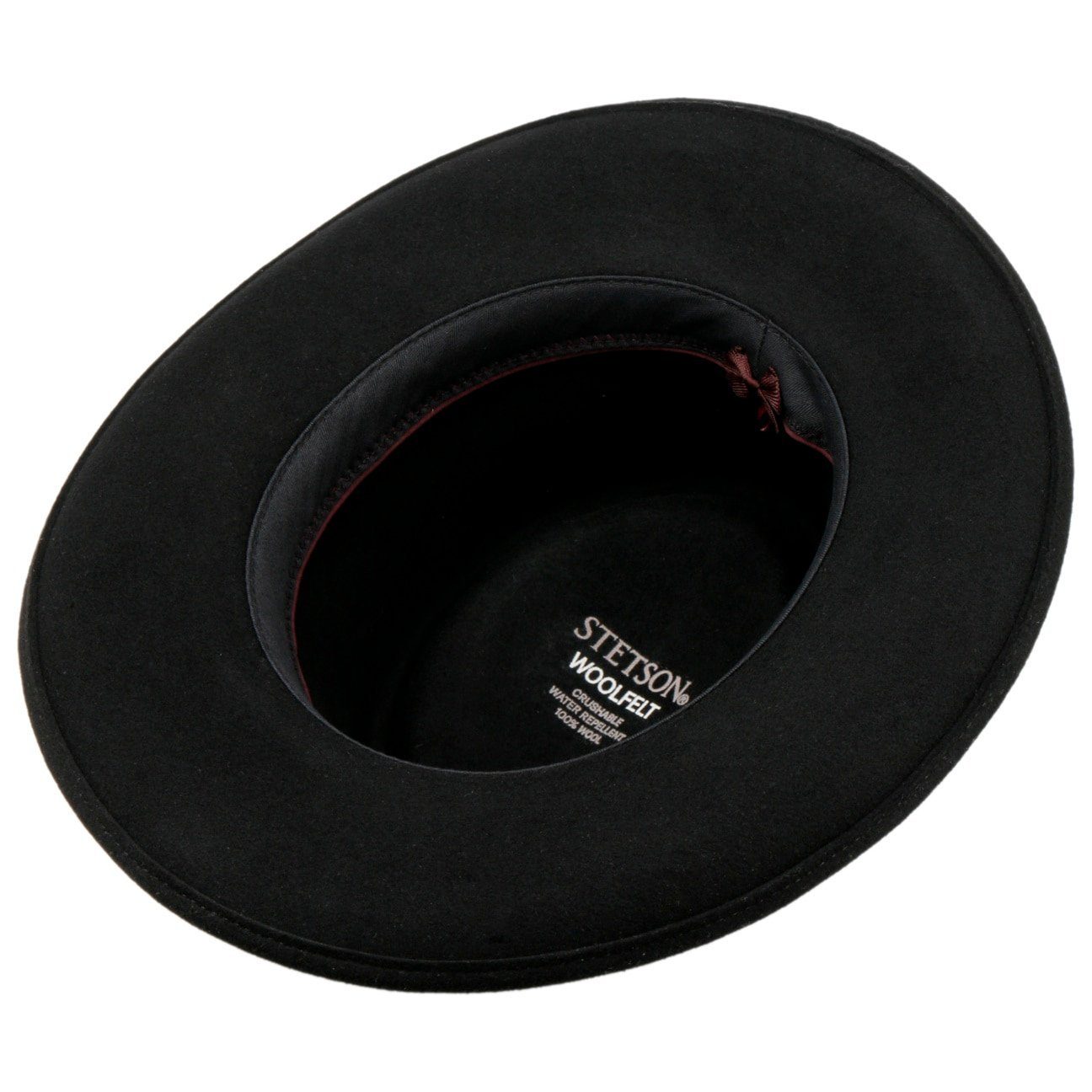 Stetson Petersham Woolfelt Gambler - Wollfilzhut - Knautschbar / Wasserfest - Schwarz