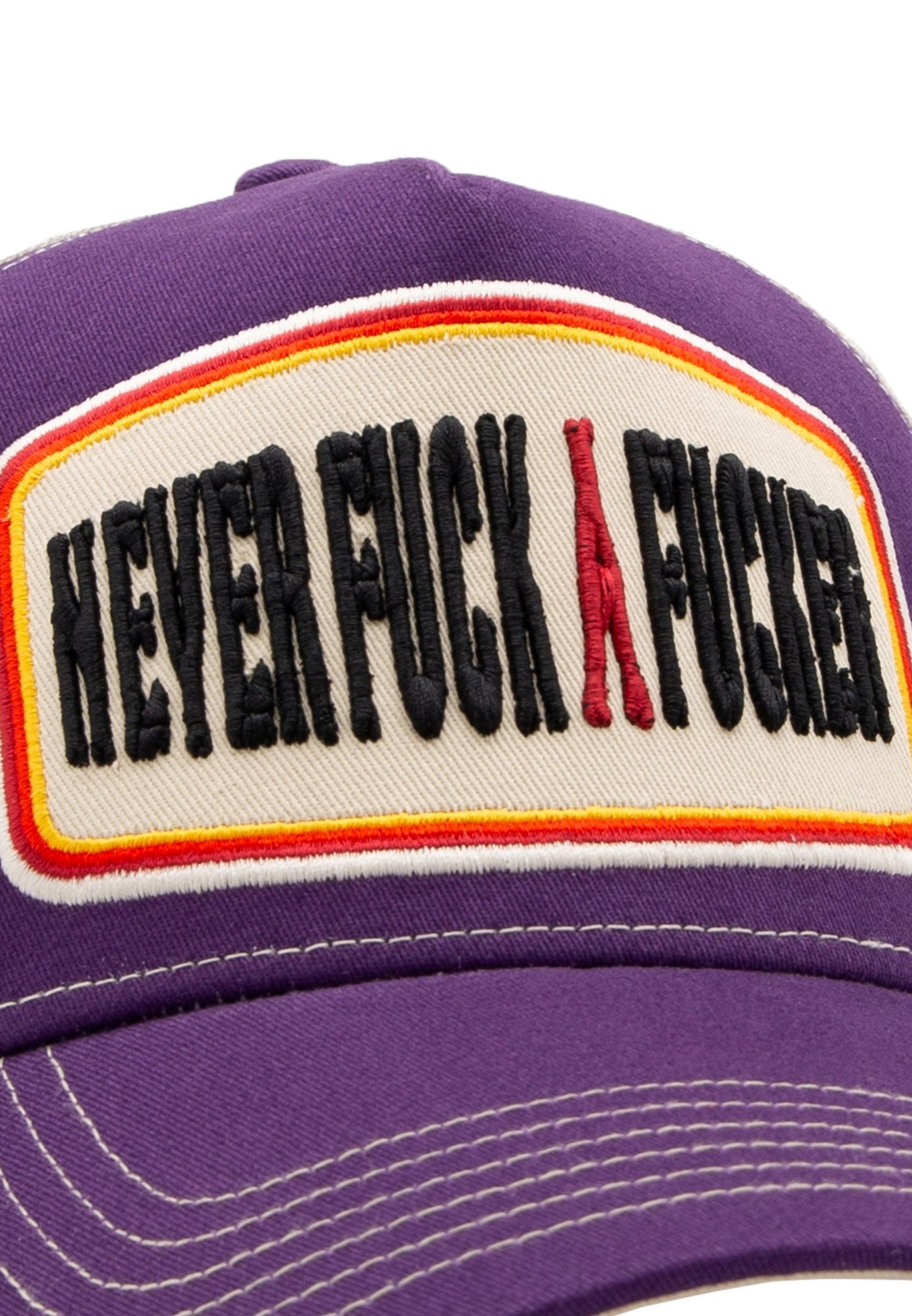 King Kerosin Trucker Cap "Never fuck a Fucker" - Lila