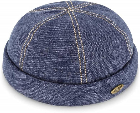 Fiebig Docker Leinen Beanie - mit Umschlag - Jeansblau