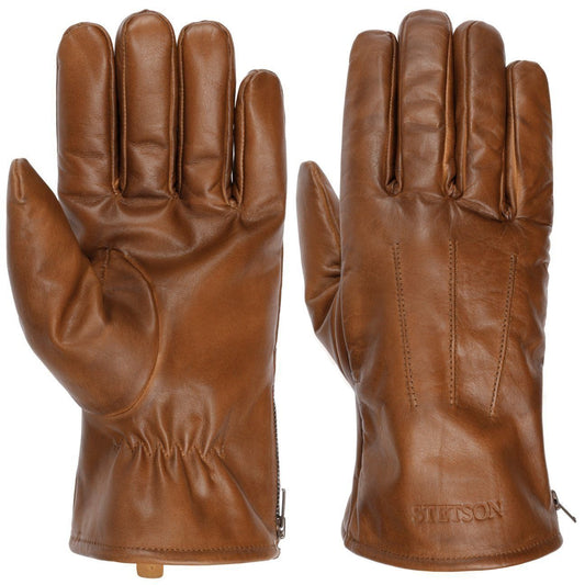 Stetson Leder-Handschuhe mit Fleece-Futter - Rindsleder - Hellbraun