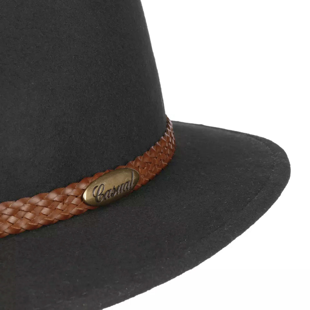 Fiebig Casual Traveller Wollfilzhut -  Knautschbar - Wasserabweisend - Made in Italy - Anthrazit