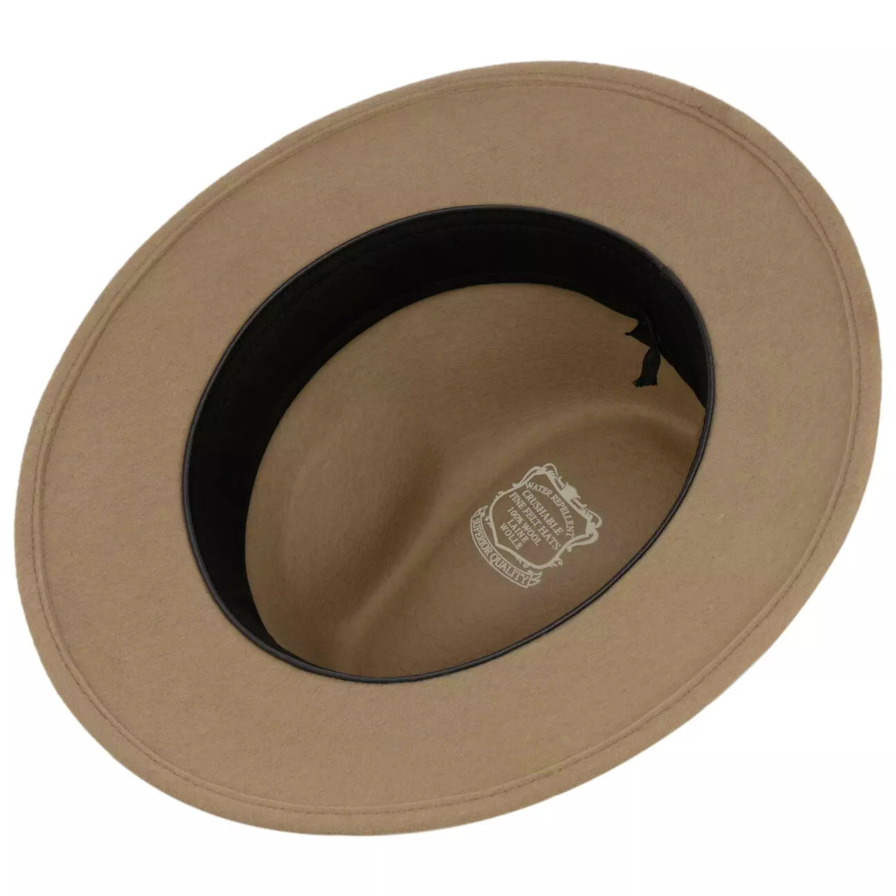 Fiebig Casual Traveller Wollfilzhut -  Knautschbar - Wasserabweisend - Made in Italy - Beige