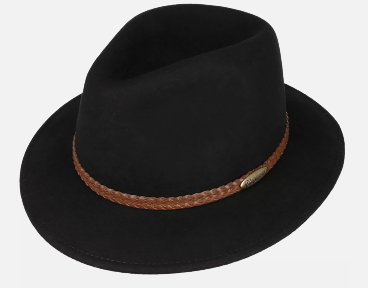 Fiebig Casual Traveller Wollfilzhut -  Knautschbar - Wasserabweisend - Made in Italy - Schwarz