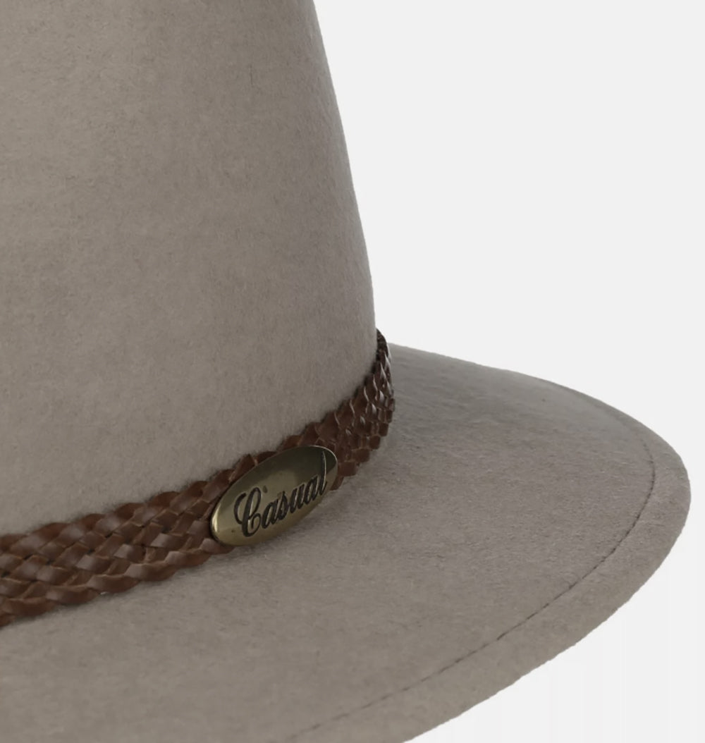 Fiebig Casual Traveller Wollfilzhut -  Knautschbar - Wasserabweisend - Made in Italy - Hellgrau