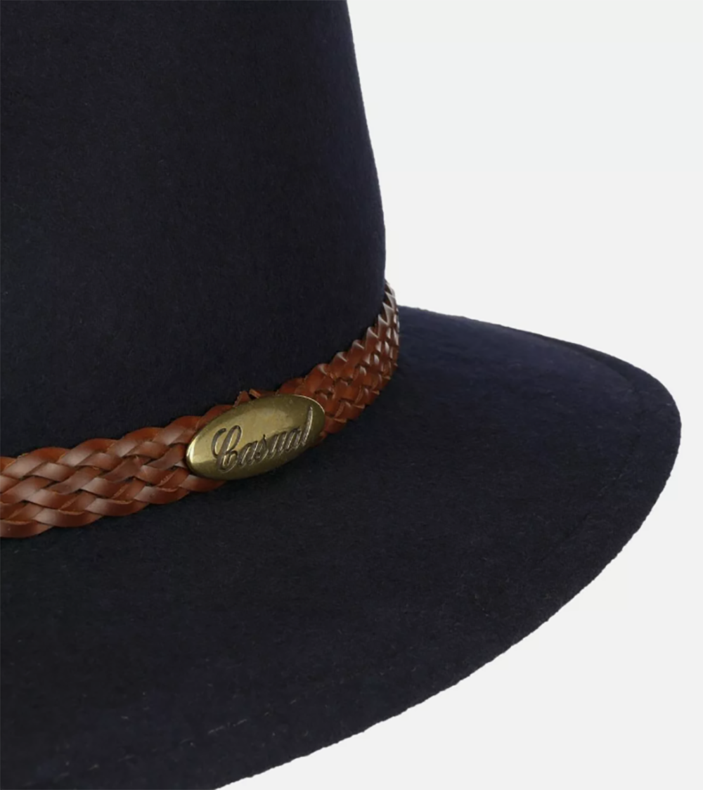 Fiebig Casual Traveller Wollfilzhut -  Knautschbar - Wasserabweisend - Made in Italy - Marineblau