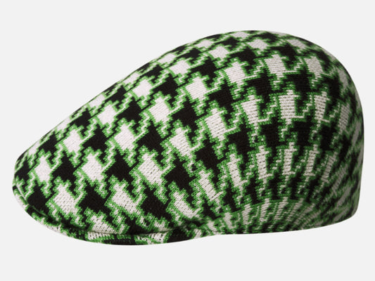 Kangol Seamless 507 Wolle Flatcap Schiebermütze Houndstooth - Green/Black - Grün/Schwarz