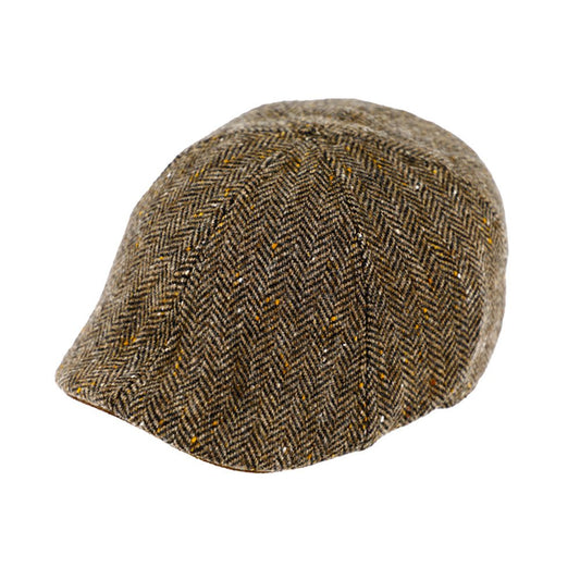 Fiebig 6-Panel Flatcap -  Gatsby - Fischgrat-Muster - Braun