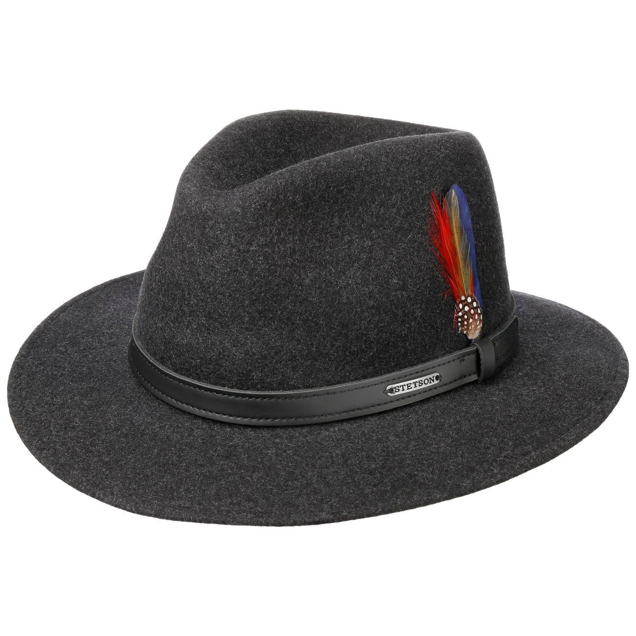 Stetson Powell Woolfelt Traveller - Wollfilzhut - Knautschbar / Wasserfest - Grau meliert