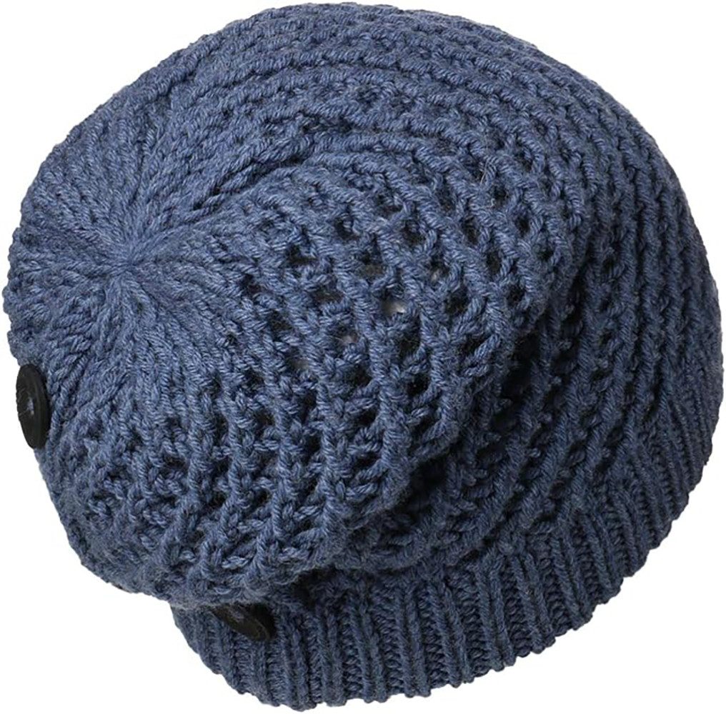 Barascon Ravena Strickmütze Grobstrick mit Deko-Knöpfen - Viele verschiedene Farben