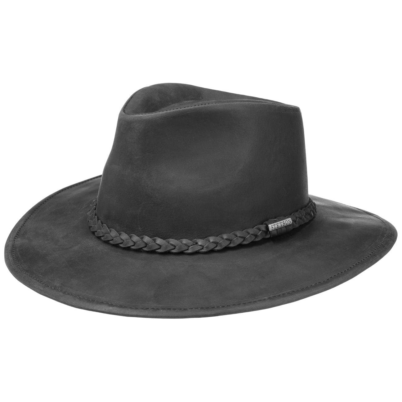 Stetson Buffalo Leder-Hut - Westernhut - Büffel-Leder - Wasserabweisend - Schwarz
