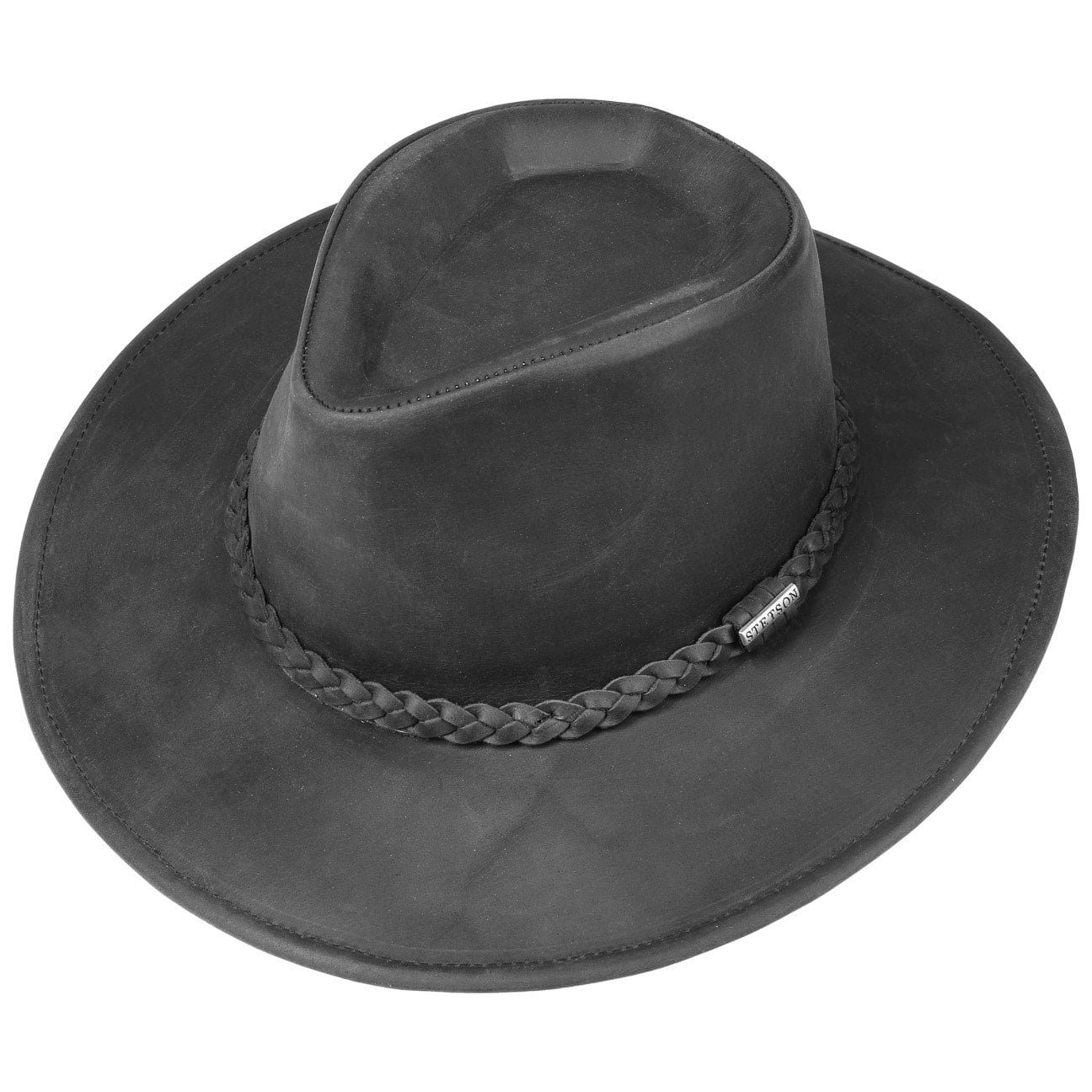 Stetson Buffalo Leder-Hut - Westernhut - Büffel-Leder - Wasserabweisend - Schwarz